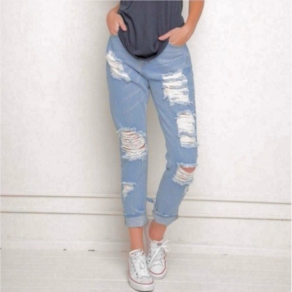 Brandy Melville Distressed Denim High Rise Skinny Jeans 26